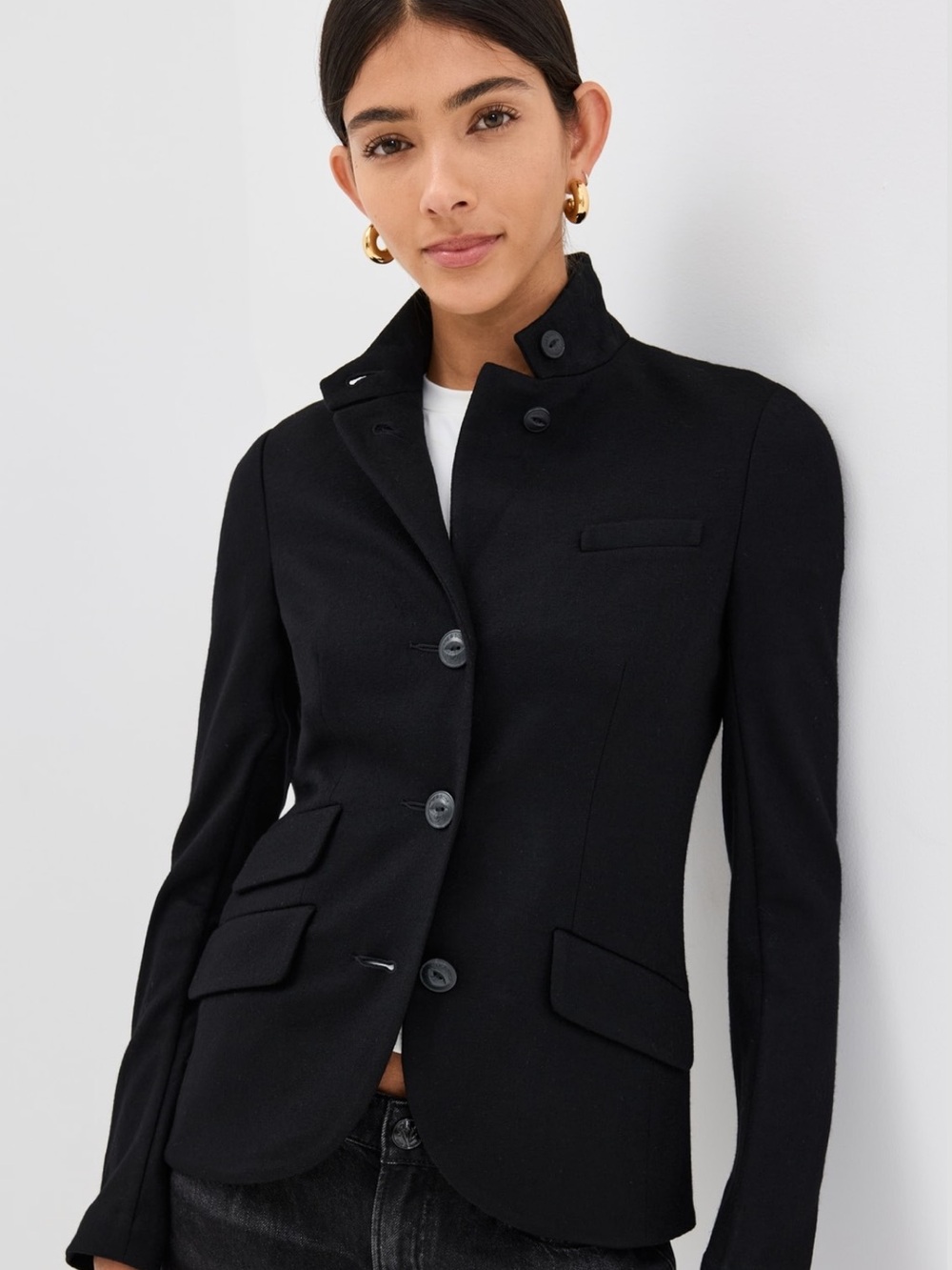 rag & bone Navy Stand-Collar Wool Jacket - Picture 2 of 3
